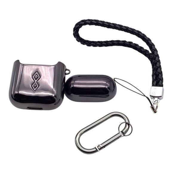 Luxury Plating Protective AirPods Case Cover With Braided Strap & Carabiner Clip - Picture 3 of 4